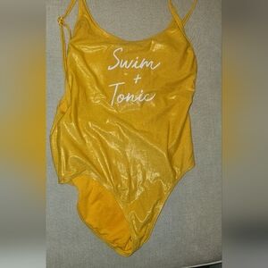 No Boundaries One Piece Monokini Yellow Size Medium 7 9 "Swim & Tonic"